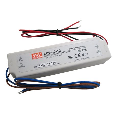 DIODE LED DC Constant Voltage Driver, Class 2, 60W, 12V DI-0906